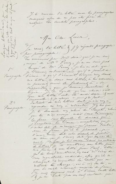 Lettre de Félicien Rops à [Henri] Liesse. s.l., 0000/00/00. Province de Namur, musée Félicien Rops, FFR/LE/220