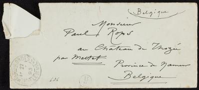 Lettre de Félicien Rops à Paul Rops. s.l., 1893/00/27. Province de Namur, musée Félicien Rops, FFR/LE/26