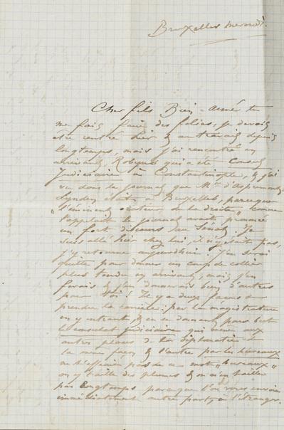 Lettre de Félicien Rops à Paul Rops. Bruxelles, 1883/08/01. Province de Namur, musée Félicien Rops, FFR/LE/35