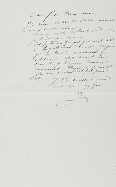 Lettre de Félicien Rops à Paul Rops. [Hyères], 1896/12/04. Province de Namur, musée Félicien Rops, FFR/LE/36