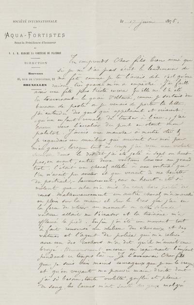 Lettre de Félicien Rops à [Paul] [Rops]. s.l., 1875/06/17. Province de Namur, musée Félicien Rops, FFR/LE/7