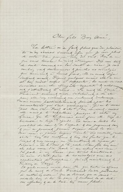 Lettre de Félicien Rops à [Paul] [Rops]. [Mettet], [1873]/09/10. Province de Namur, musée Félicien Rops, FFR/LE/9