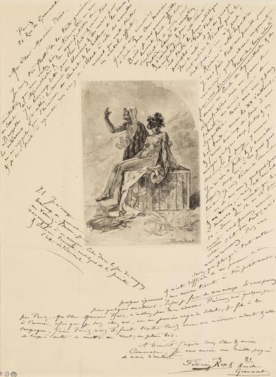 Epreuve avec lettre autographe de Félicien Rops à [Edgar] Baës, Paris, 21 Rue de Grammont, 0000/00/00, Fondation Roi Baudouin, en dépôt au musée Rops, FRB G E0393