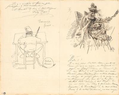 Lettre de Félicien Rops à Maurice [Bonvoisin], s.l., 1876/00/00. Fondation Roi Baudouin, en dépôt au musée Rops, inv. FRB LE 004
