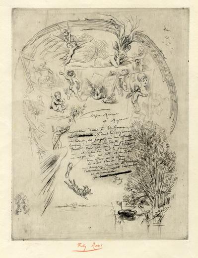 Lettre gravée de Félicien Rops à Inconnue. s.l., 1880/06/22. Province de Namur, musée Félicien Rops, G/196