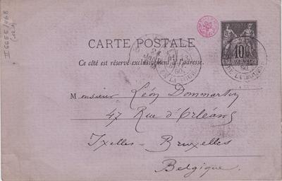 Carte postale de Félicien Rops à Léon Dommartin. [Paris], 1880/01/23. Bruxelles, Bibliothèque royale de Belgique, II/6655/468/121