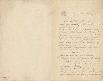 Lettre de Félicien Rops à [Léon] [Dommartin]. s.l., 0000/00/00. Bruxelles, Bibliothèque royale de Belgique, II/6655/468/124