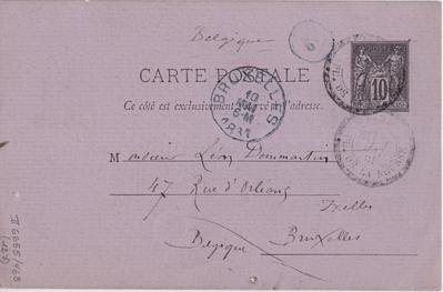 Carte postale de Félicien Rops à Léon Dommartin. [Bruxelles], 1881/05/09. Bruxelles, Bibliothèque royale de Belgique, II/6655/468/127
