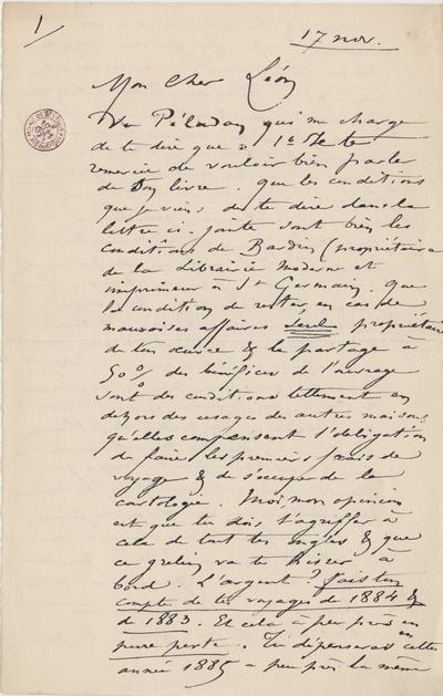 Fragment de Félicien Rops à Léon [Dommartin]. s.l., 0000/11/17. Bruxelles, Bibliothèque royale de Belgique, II/6655/468/142