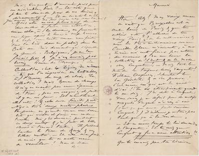 Lettre de Félicien Rops à [Léon] [Dommartin]. s.l., 0000/00/00. Bruxelles, Bibliothèque royale de Belgique, II/6655/468/157