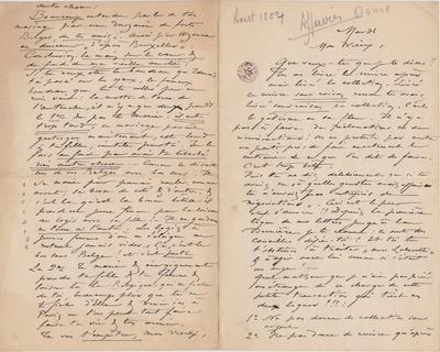 Lettre de Félicien Rops à [Léon] [Dommartin]. s.l., 1884/08/00. Bruxelles, Bibliothèque royale de Belgique, II/6655/468/159