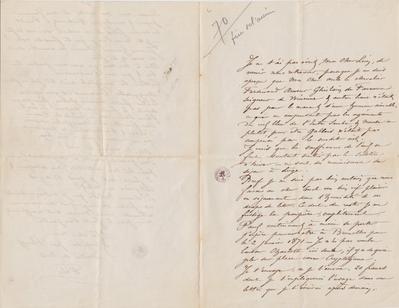 Lettre de Félicien Rops à Léon Dommartin. [Mettet], 1870/12/20. Bruxelles, Bibliothèque royale de Belgique, II/6655/468/16