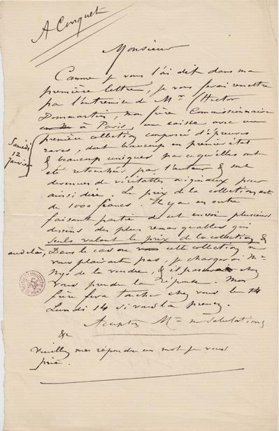 Lettre de Félicien Rops à [Léon] [Dommartin]. s.l., 0000/00/00. Bruxelles, Bibliothèque royale de Belgique, II/6655/468/164