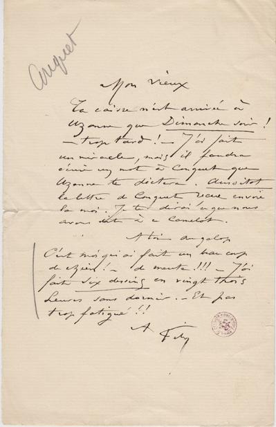 Lettre de Félicien Rops à [Léon] [Dommartin]. s.l., 0000/00/00. Bruxelles, Bibliothèque royale de Belgique, II/6655/468/167