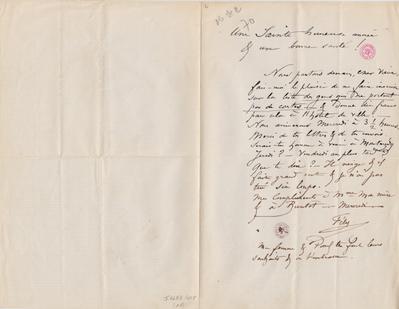 Lettre de Félicien Rops à Léon Dommartin. [Mettet], 1870/12/26. Bruxelles, Bibliothèque royale de Belgique, II/6655/468/17