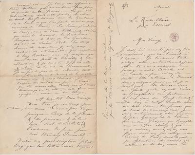 Lettre de Félicien Rops à [Léon] [Dommartin]. Corbeil-Essonnes, 1885/00/00. Bruxelles, Bibliothèque royale de Belgique, II/6655/468/174