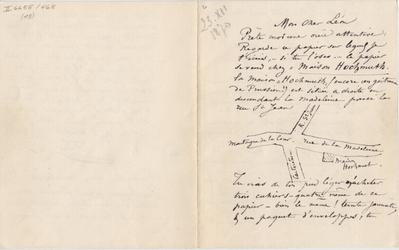 Lettre de Félicien Rops à Léon Dommartin. [Mettet], 1870/12/23. Bruxelles, Bibliothèque royale de Belgique, II/6655/468/18
