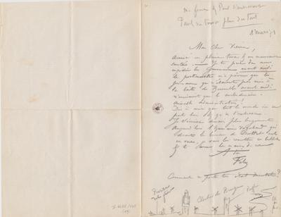 Lettre de Félicien Rops à [Léon] [Dommartin]. s.l., 1871/03/08. Bruxelles, Bibliothèque royale de Belgique, II/6655/468/19
