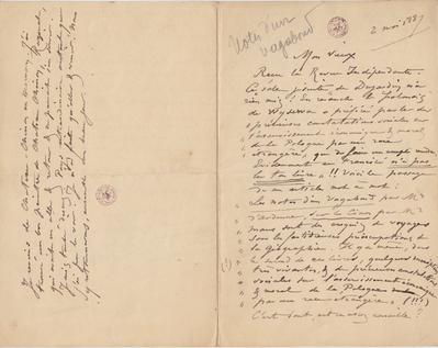 Lettre de Félicien Rops à [Léon] [Dommartin]. s.l., 1887/05/02. Bruxelles, Bibliothèque royale de Belgique, II/6655/468/196