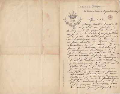 Lettre de Félicien Rops à [Léon] [Dommartin]. s.l., 1887/07/20. Bruxelles, Bibliothèque royale de Belgique, II/6655/468/200