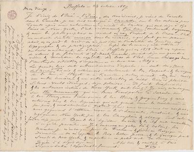 Lettre de Félicien Rops à [Léon] [Dommartin]. Buffalo, 1887/10/24. Bruxelles, Bibliothèque royale de Belgique, II/6655/468/205