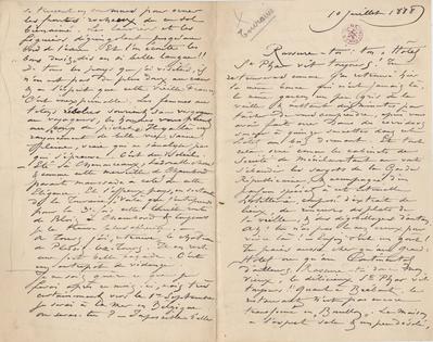 Lettre de Félicien Rops à [Léon] [Dommartin]. s.l., 1888/07/10. Bruxelles, Bibliothèque royale de Belgique, II/6655/468/209