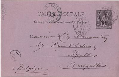 Carte postale de Félicien Rops à Léon Dommartin. [Paris], 1888/02/01. Bruxelles, Bibliothèque royale de Belgique, II/6655/468/212