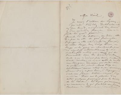 Lettre de Félicien Rops à [Léon] [Dommartin]. s.l., 1889/00/00. Bruxelles, Bibliothèque royale de Belgique, II/6655/468/216