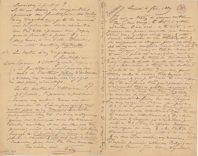 Lettre de Félicien Rops à [Léon] [Dommartin]. s.l., 1889/02/04. Bruxelles, Bibliothèque royale de Belgique, II/6655/468/218