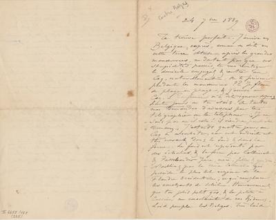 Lettre de Félicien Rops à [Léon] [Dommartin]. s.l., 1889/09/24. Bruxelles, Bibliothèque royale de Belgique, II/6655/468/225