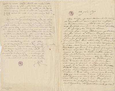 Lettre de Félicien Rops à [Léon] [Dommartin]. s.l., 1890/06/14. Bruxelles, Bibliothèque royale de Belgique, II/6655/468/230
