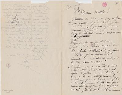 Lettre de Félicien Rops à Léon Dommartin. [Mettet], 1871/08/28. Bruxelles, Bibliothèque royale de Belgique, II/6655/468/26