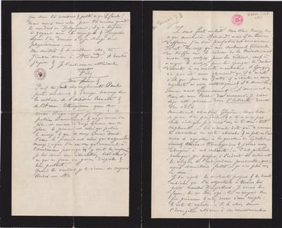 Lettre de Félicien Rops à Léon Dommartin. [Bruxelles], 1873/03/10. Bruxelles, Bibliothèque royale de Belgique, II/6655/468/34