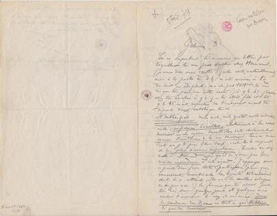 Lettre de Félicien Rops à Léon Dommartin. [Bruxelles], 1874/02/05. Bruxelles, Bibliothèque royale de Belgique, II/6655/468/37