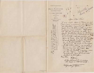 Lettre de Félicien Rops à Léon [Dommartin]. s.l., 0000/00/00. Bruxelles, Bibliothèque royale de Belgique, II/6655/468/60