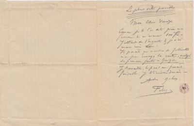 Lettre de Félicien Rops à [Léon?] [Dommartin?]. s.l., 0000/00/00. Bruxelles, Bibliothèque royale de Belgique, II/6655/468/64