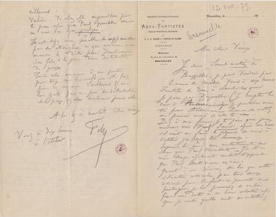 Lettre de Félicien Rops à [Léon?] [Dommartin?]. s.l., 1875/00/12. Bruxelles, Bibliothèque royale de Belgique, II/6655/468/70