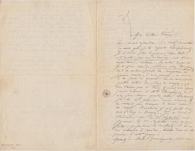 Lettre de Félicien Rops à [Léon?] [Dommartin?]. s.l., 1875/00/00. Bruxelles, Bibliothèque royale de Belgique, II/6655/468/72