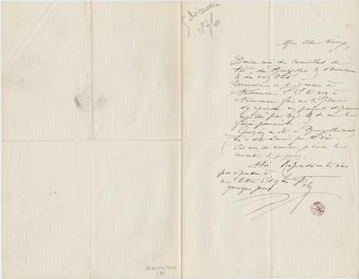 Lettre de Félicien Rops à [Léon] [Dommartin]. s.l., 1876/12/05. Bruxelles, Bibliothèque royale de Belgique, II/6655/468/90