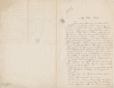 Lettre de Félicien Rops à [Léon?] [Dommartin?]. s.l., 1876/00/00. Bruxelles, Bibliothèque royale de Belgique, II/6655/468/92