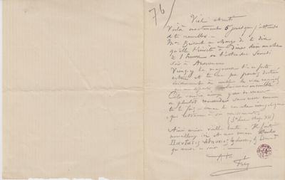 Lettre de Félicien Rops à [Léon?] [Dommartin?]. s.l., 1876/00/00. Bruxelles, Bibliothèque royale de Belgique, II/6655/468/96