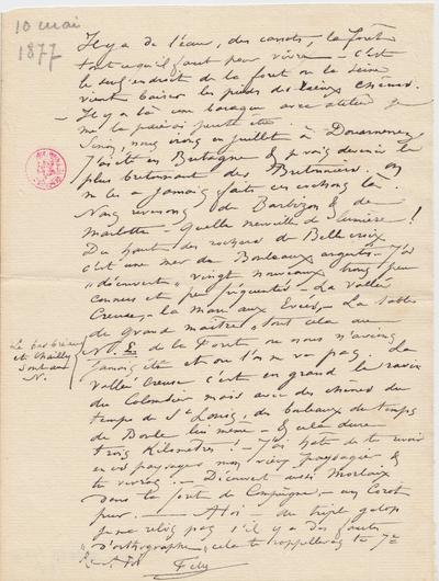 Lettre de Félicien Rops à [Léon?] [Dommartin?]. s.l., 1877/05/10. Bruxelles, Bibliothèque royale de Belgique, II/6655/468/98