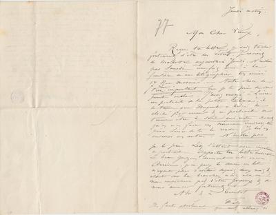 Lettre de Félicien Rops à [Léon?] [Dommartin?]. s.l., 1877/00/00. Bruxelles, Bibliothèque royale de Belgique, II/6655/468/99
