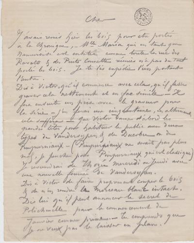 Lettre de Félicien Rops à [Léon] [Dommartin]. s.l., 0000/00/00. Bruxelles, Bibliothèque royale de Belgique, II/6655/469/10