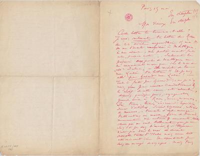 Lettre de Félicien Rops à [Léon] [Dommartin]. Paris, 0000/05/15. Bruxelles, Bibliothèque royale de Belgique, II/6655/469/15