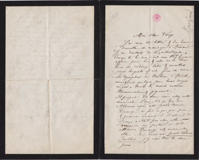 Lettre de Félicien Rops à [Léon] [Dommartin]. s.l., 1879/00/00. Bruxelles, Bibliothèque royale de Belgique, II/6655/469/16
