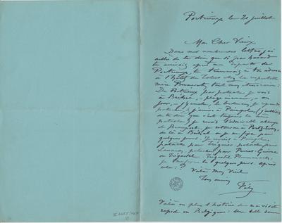 Lettre de Félicien Rops à [Léon] [Dommartin]. Portrieux, 1887/07/21. Bruxelles, Bibliothèque royale de Belgique, II/6655/469/2
