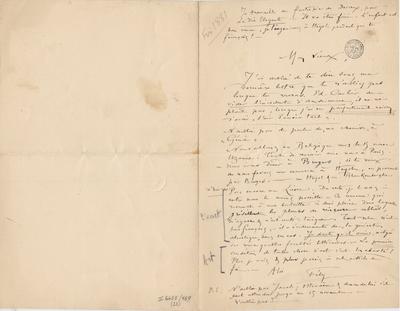 Lettre de Félicien Rops à [Léon] [Dommartin]. s.l., 1881/00/00. Bruxelles, Bibliothèque royale de Belgique, II/6655/469/22