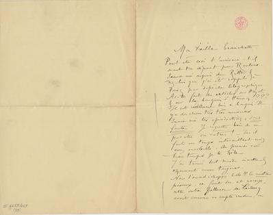 Lettre de Félicien Rops à [Léon] [Dommartin]. s.l., 0000/00/00. Bruxelles, Bibliothèque royale de Belgique, II/6655/469/25