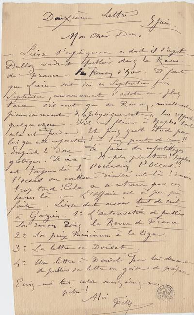 Lettre de Félicien Rops à [Léon] Dommartin. s.l., 0000/06/05. Bruxelles, Bibliothèque royale de Belgique, II/6655/469/3